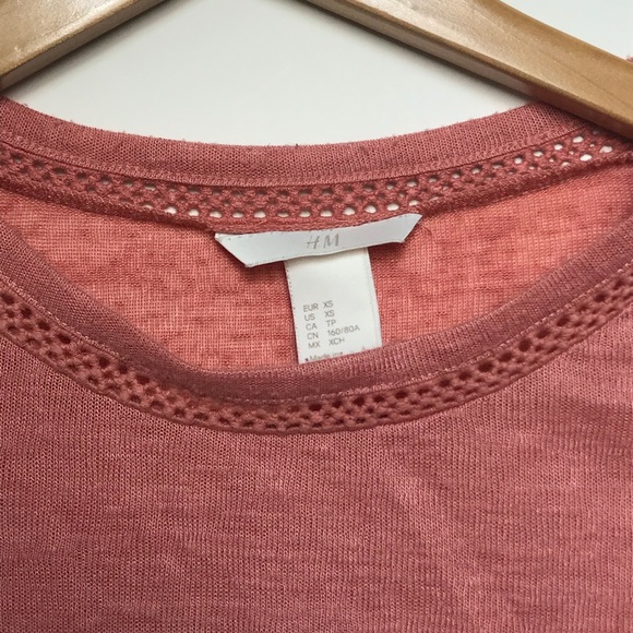 H&M XS Dusty Pink Crop Top With Detailed Sleeve - Picture 4 of 4